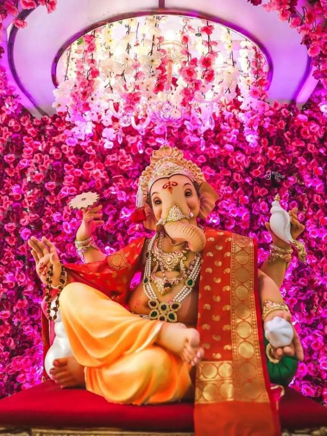 Ganpati Flower Decoration Ideas With Artifical Flowers | Hiranandani Parks